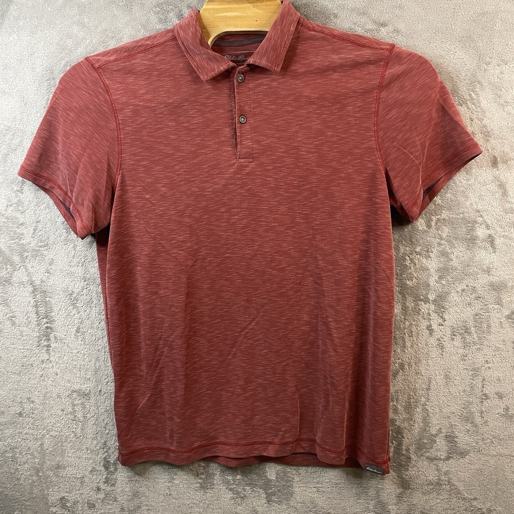 Eddie Bauer Mens L  Burgundy Active Short Sleeve Polo‎
